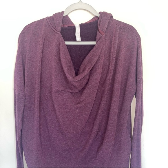 Athleta Purana Wrap Sweatshirt S Spiced Cabernet Pullover Stretch Jersey Knit - Picture 3 of 7
